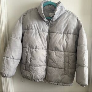 BP Women's Metallic Gray Puffer Jacket